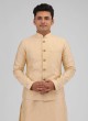 Golden Art Silk Nehru Jacket Suit